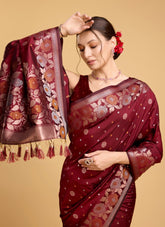 Precise Looking Maroon Saree